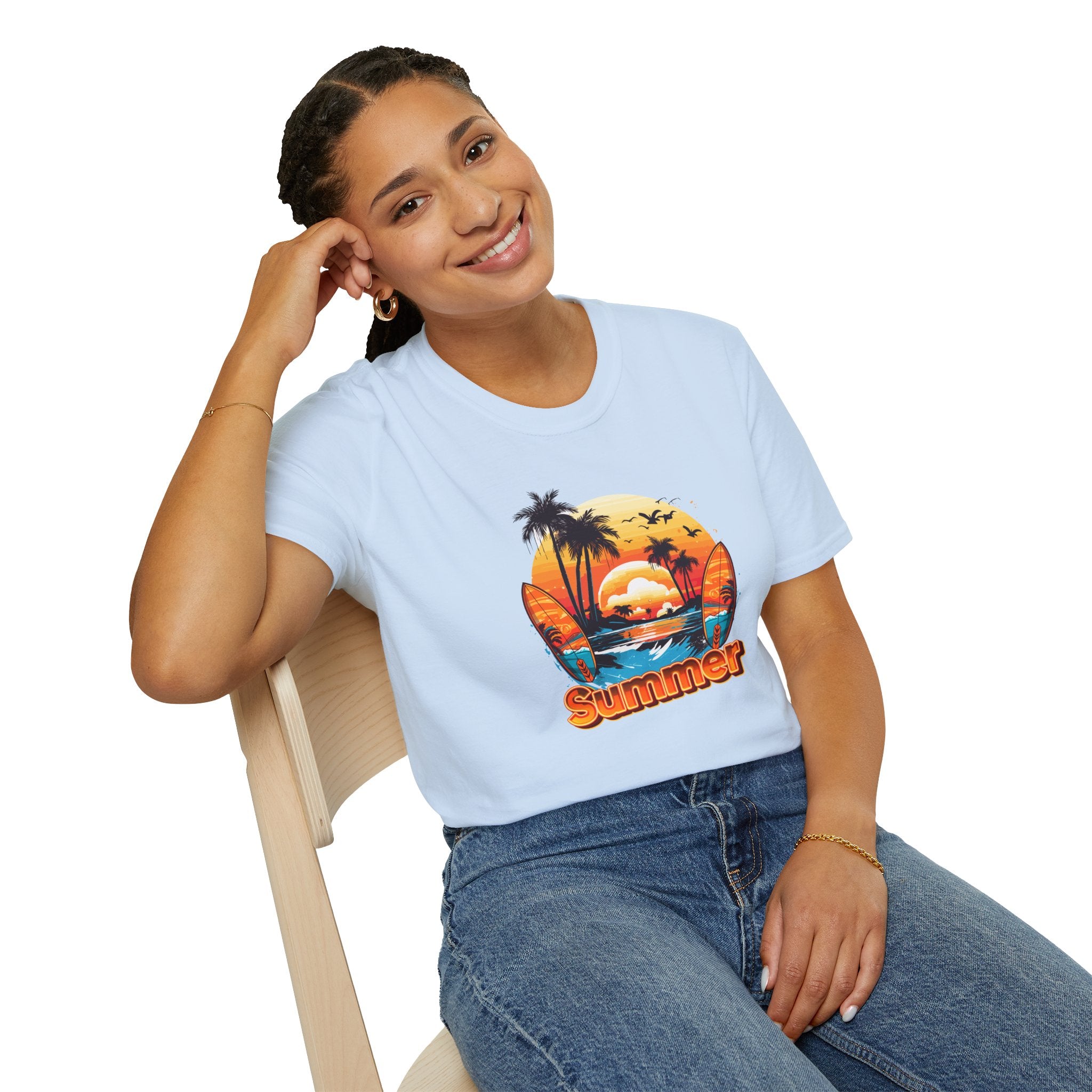Summer Vibes Unisex T-Shirt - Lightweight & Comfortable for Beach Parties, Picnics, and Casual Days